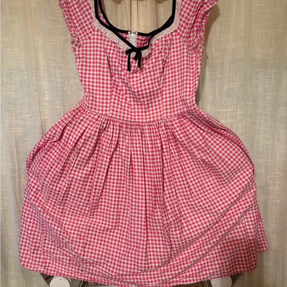 BARDOT BEAUTY SWING DRESS IN PINK GINGHAM - VIXEN BY MICHELINE PITT 2X